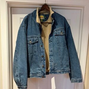 Cabela's Denim Jacket with Beige Fleece Lining